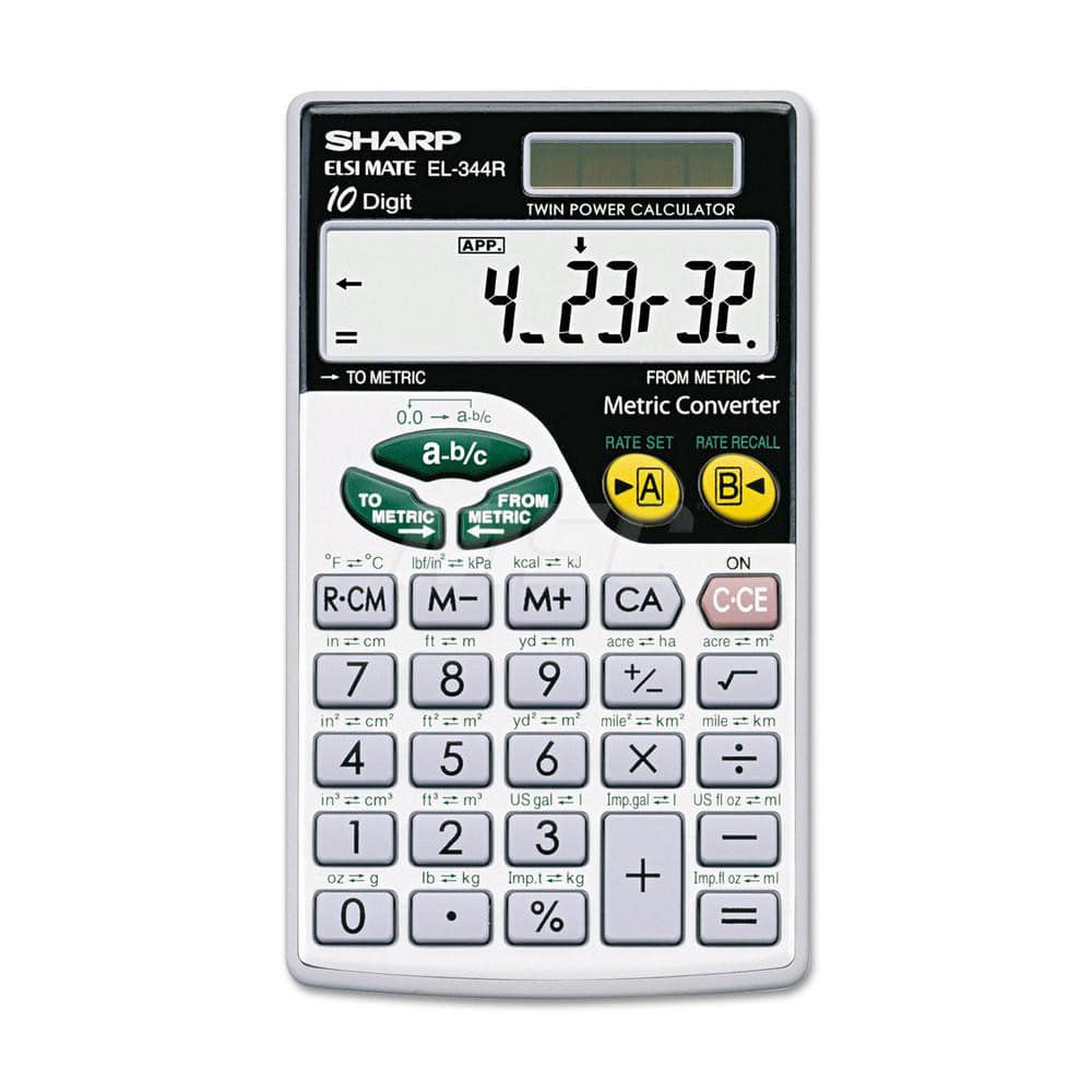 Victor - Calculators; Type: Handheld ; Type of Power: Battery; Solar ; Display Type: 10-Digit LCD ; Color: Black; Gray ; Display Size: 13mm ; Width (Decimal Inch): 2.7200 - Exact Tooling
