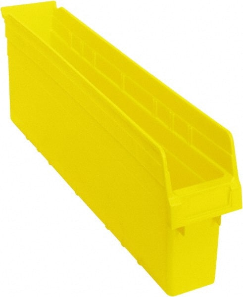 Quantum Storage - 23-5/8" Deep, Yellow Polypropylene Hopper Shelf Bin - 8" High x 4-3/8" Wide x 23-5/8" Long - Exact Tooling