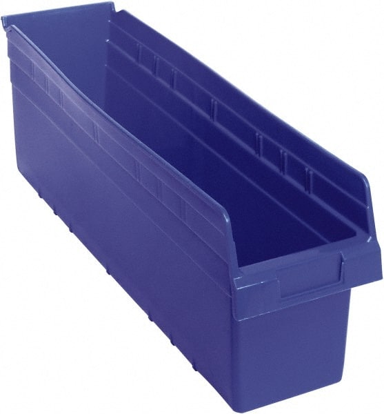 Quantum Storage - 23-5/8" Deep, Blue Polypropylene Hopper Shelf Bin - 8" High x 6-5/8" Wide x 23-5/8" Long - Exact Tooling