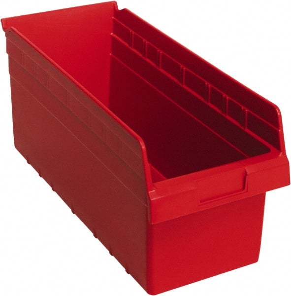 Quantum Storage - 17-7/8" Deep, Red Polypropylene Hopper Shelf Bin - 8" High x 8-3/8" Wide x 17-7/8" Long - Exact Tooling