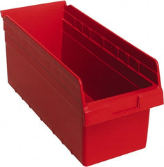 Quantum Storage - 17-7/8" Deep, Red Polypropylene Hopper Shelf Bin - 8" High x 8-3/8" Wide x 17-7/8" Long - Exact Tooling