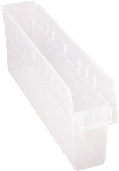 Quantum Storage - 23-5/8" Deep, Clear Polypropylene Hopper Shelf Bin - 8" High x 4-3/8" Wide x 23-5/8" Long - Exact Tooling