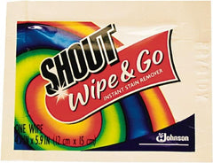 Shout - Pre-Moistened General Purpose Wipes - Packet, 4-3/4" x 5-7/8" Sheet Size, White - Exact Tooling