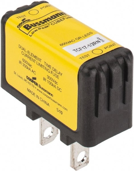 Cooper Bussmann - 300 VDC & 600 VAC, 17.5 Amp, Time Delay General Purpose Fuse - Plug-in Mount, 47.75mm OAL, 100 at DC, 200 (CSA RMS), 300 (UL RMS) kA Rating - Exact Tooling