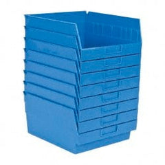 Quantum Storage - 50 Lb. Load Capacity, 11-5/8" Deep, Blue Polypropylene Hopper Shelf Bin - 6" High x 11-1/8" Wide x 11-5/8" Long - Exact Tooling