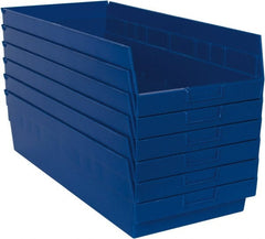 Quantum Storage - 50 Lb. Load Capacity, 23-5/8" Deep, Blue Polypropylene Hopper Shelf Bin - 6" High x 11-1/8" Wide x 23-5/8" Long - Exact Tooling