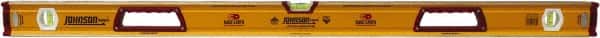 Johnson Level & Tool - Magnetic 48" Long 3 Vial Box Beam Level - Aluminum, Yellow, 2 Plumb & 1 Level Vials - Exact Tooling