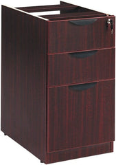 ALERA - 15-5/8" Wide x 28-1/2" High x 28-1/2" Deep, 3 Drawer Full Pedestal - Woodgrain Laminate, Mahogany - Exact Tooling