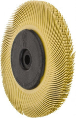 3M - 6" Diam, 7/16" Max Face Width, Plain Hole Radial Bristle Brush - 80 Grit, Medium Grade, 6,000 Max RPM, Yellow - Exact Tooling