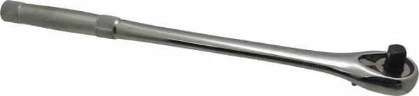Proto - 1/2" Drive Pear Head Ratchet - Chrome Finish, 15" OAL, 45 Gear Teeth, Long Knurled Handle, Standard Head - Exact Tooling