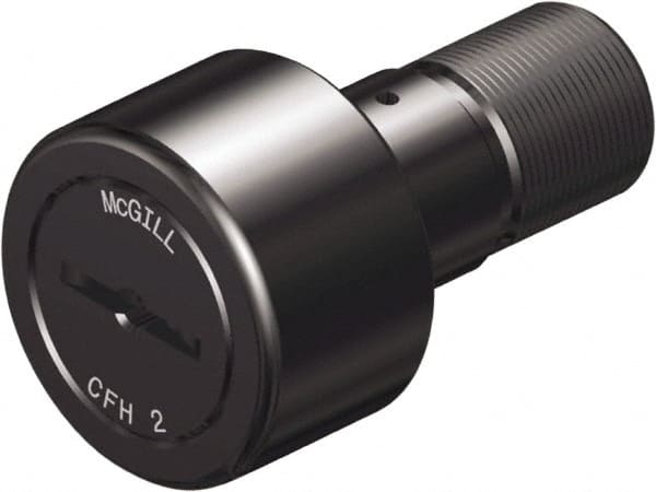 McGill - 2-1/2" Roller Diam x 1-1/2" Width, 1" Stud Diam x 2-1/4" Length, Heavy Stud Cam Follower - Steel, 1-1/8" Thread Length, 1-1/4-12 Thread, 3.78" OAL, 11,720 Lb Dynamic Cap, 32,900 Lb Static Cap - Exact Tooling
