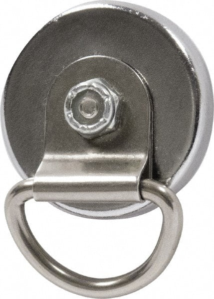 Mag-Mate - 14 Lb Max Pull Force, 3/16" Overall Height, 1-15/64" Diam, Ceramic Cup Magnet - Magnetic Style, Chrome Plated - Exact Tooling