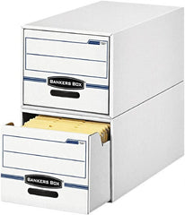 BANKERS BOX - 1 Compartment, 12 Inch Wide x 23 Inch Deep x 10 Inch High, File Storage Box - Corrugated, White and Blue - Exact Tooling