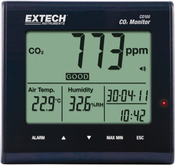 Extech - 23 to 122°F, 0 to 99.9% Humidity Range, Air Quality Monitor - Exact Tooling