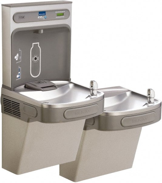 ELKAY - 8 GPH Cooling Capacity Barrier Free Wall Mounted Water Cooler & Fountain - Bottle Filling, 20 to 105 psi, 0.20 hp, Stainless Steel - Exact Tooling