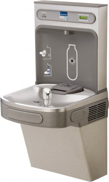 ELKAY - 8 GPH Cooling Capacity Barrier Free Wall Mounted Water Cooler & Fountain - Bottle Filling, 20 to 105 psi, 0.20 hp, Stainless Steel - Exact Tooling