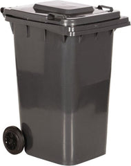 Vestil - 64 Gal Gray Rectangle Trash Can - Polyethylene, None Graphic, 39-15/16" High x 28-1/2" Long x 23-1/2" Wide, Lid Included - Exact Tooling