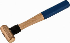 American Hammer - 1 Lb Head 1-1/8" Face Bronze Nonmarring Hammer - 12" OAL, Wood Handle - Exact Tooling