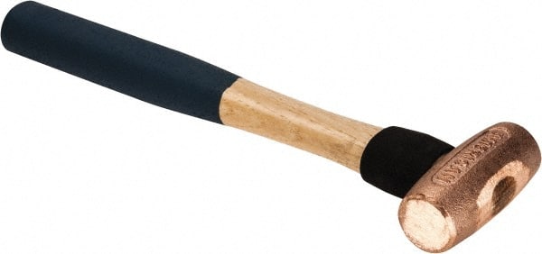 American Hammer - 1-1/2 Lb Nonsparking Copper Head Hammer - 12" OAL, 2-3/4" Head Length, 1-3/8" Face Diam, 12" Hickory Handle - Exact Tooling