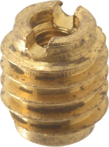 E-Z LOK - M3x0.5, Brass Knife Insert - 1/4" Drill, 1/4" Hole Diam, 3/8" Long, 1/2" Min Grip, M3 Hex - Exact Tooling