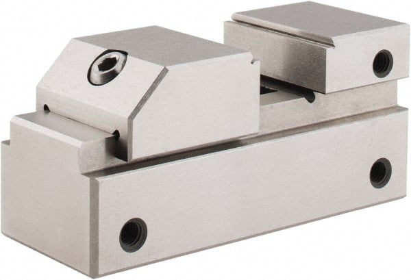 Interstate - 1" Jaw Width, 3/4" Jaw Opening Capacity, 1/2" Jaw Height, Toolmaker's Vise - Flat Jaw, 2.56" OAL x 2-1/2" OAH - Exact Tooling