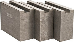 Abbott Workholding Products - 1.5mm x 60° Serrated Attachment, Square Soft Lathe Chuck Jaw - 3 Jaws, Aluminum, 63/64" Btw Mount Hole Ctrs, 4" Long x 1-1/2" Wide x 3" High, 0.5512" Groove, 0.4724" & 12mm Fastener - Exact Tooling