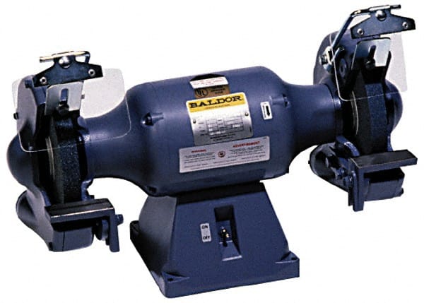 Baldor - 8" Wheel Diam x 1" Wheel Width, 3/4 hp Grinder - 3/4" Arbor Hole Diam, 3 Phase, 3,600 Max RPM, 208/230/460 Volts - Exact Tooling