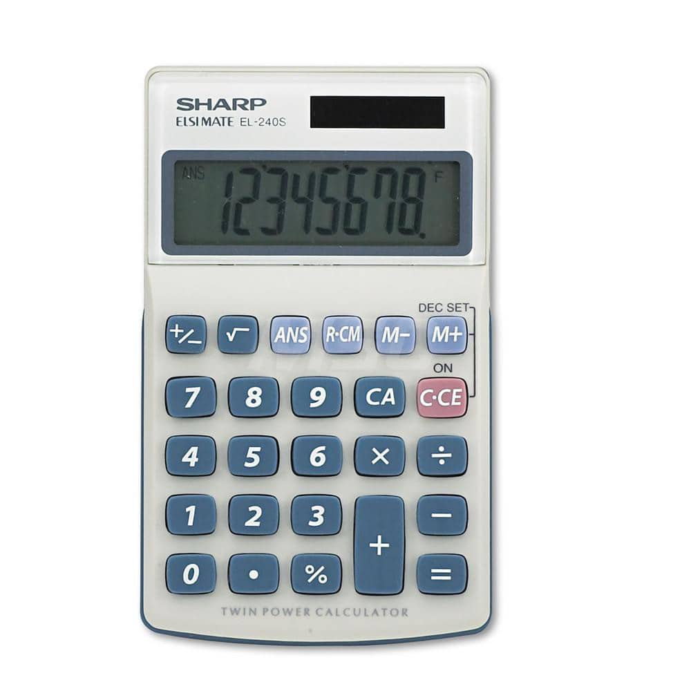 Victor - Calculators; Type: Handheld ; Type of Power: Solar/Battery ; Display Type: 8-Digit LCD ; Color: Blue; Gray ; Display Size: 13.5mm ; Width (Decimal Inch): 2.8000 - Exact Tooling