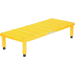 Vestil - 9" High x 19" Wide x 48" Deep, Yellow Step Stand - Steel, 500 Lb Capacity - Exact Tooling