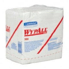 WypAll - X80 1/4 Fold Shop Towel/Industrial Wipes - Poly Pack, 12-1/2" x 12-1/2" Sheet Size, White - Exact Tooling