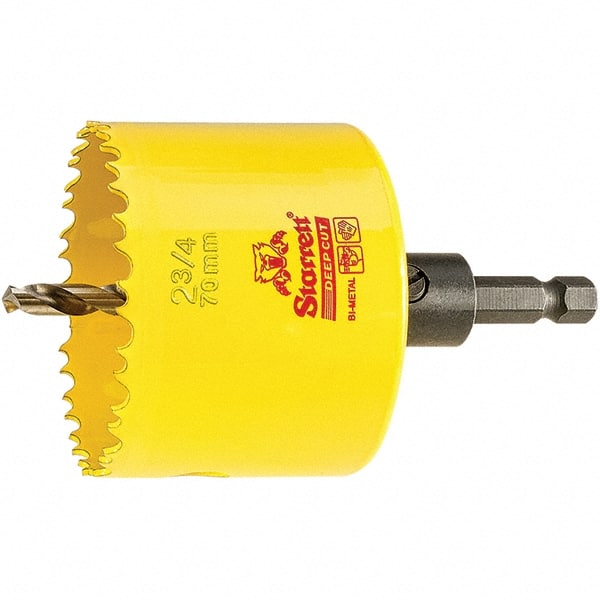 Starrett - 2-3/4" Diam, 2" Cutting Depth, Hole Saw - High Speed Steel Saw, Toothed Edge - Exact Tooling
