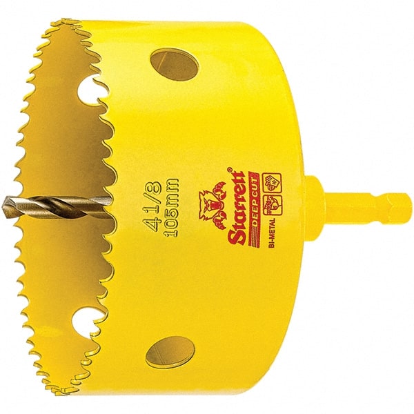 Starrett - 4-1/8" Diam, 2" Cutting Depth, Hole Saw - High Speed Steel Saw, Toothed Edge - Exact Tooling