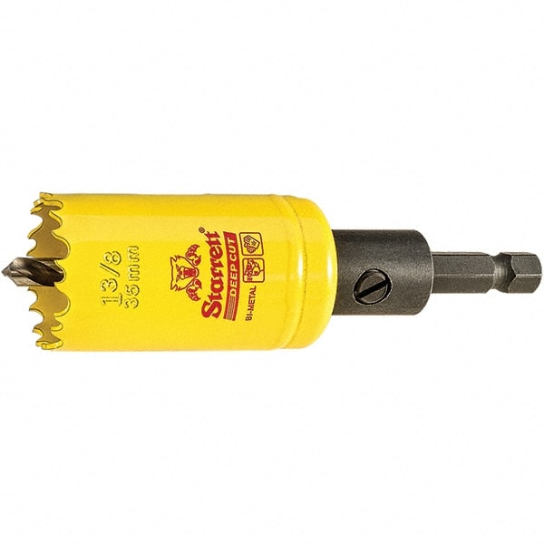 Starrett - 1-3/8" Diam, 2" Cutting Depth, Hole Saw - High Speed Steel Saw, Toothed Edge - Exact Tooling