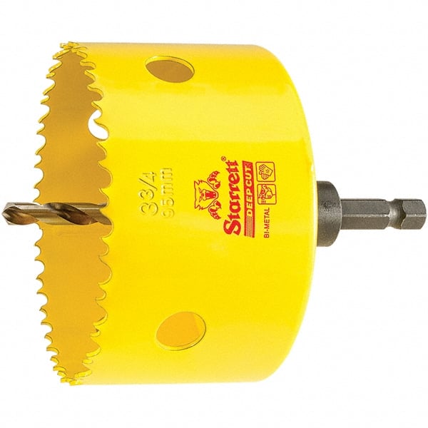 Starrett - 3-3/4" Diam, 2" Cutting Depth, Hole Saw - High Speed Steel Saw, Toothed Edge - Exact Tooling