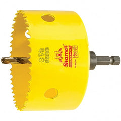Starrett - 3-7/8" Diam, 2" Cutting Depth, Hole Saw - High Speed Steel Saw, Toothed Edge - Exact Tooling