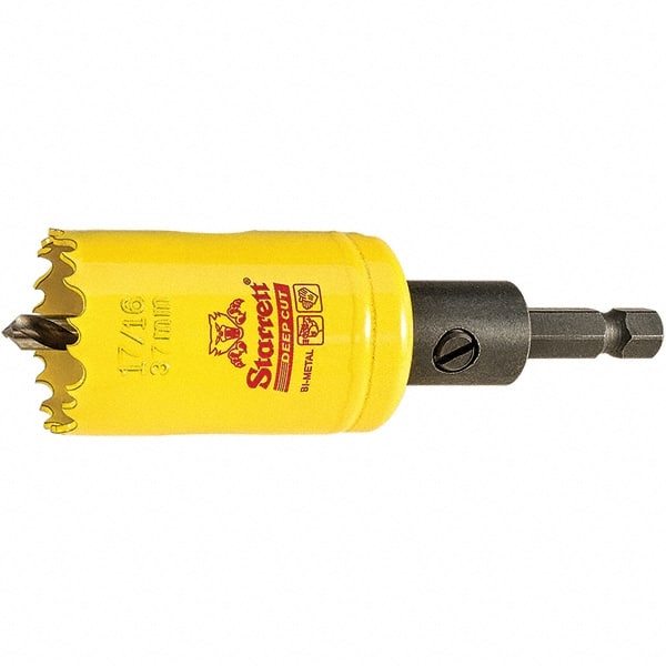 Starrett - 1-7/16" Diam, 2" Cutting Depth, Hole Saw - High Speed Steel Saw, Toothed Edge - Exact Tooling