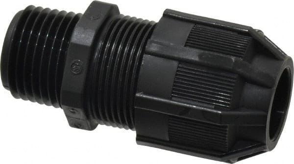 Thomas & Betts - 0.31 to 0.56" Cable Capacity, Liquidtight, Straight Strain Relief Cord Grip - 1/2 NPT Thread, 2-1/8" Long, Nylon - Exact Tooling