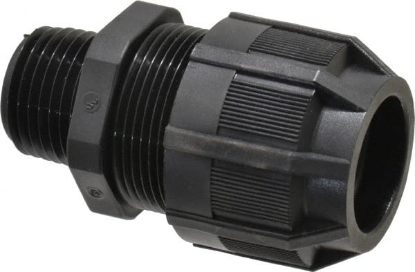 Thomas & Betts - 1/2 to 3/4" Cable Capacity, Liquidtight, Straight Strain Relief Cord Grip - 1/2 NPT Thread, 2-5/32" Long, Nylon - Exact Tooling