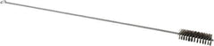 Schaefer Brush - 3" Long x 1" Diam Stainless Steel Long Handle Wire Tube Brush - Single Spiral, 27" OAL, 0.007" Wire Diam, 3/8" Shank Diam - Exact Tooling