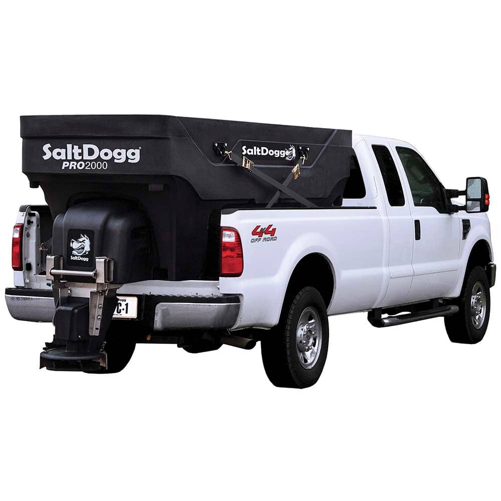 Buyers Products - Landscape Spreaders; Type: Electric Poly Hopper Spreader with Chain ; Capacity: 2 Cu. Yard ; Volume Capacity (Gal.): 403.94 ; Material: Polyethylene; Stainless Steel; Polyurethane ; Voltage: 12 - Exact Tooling