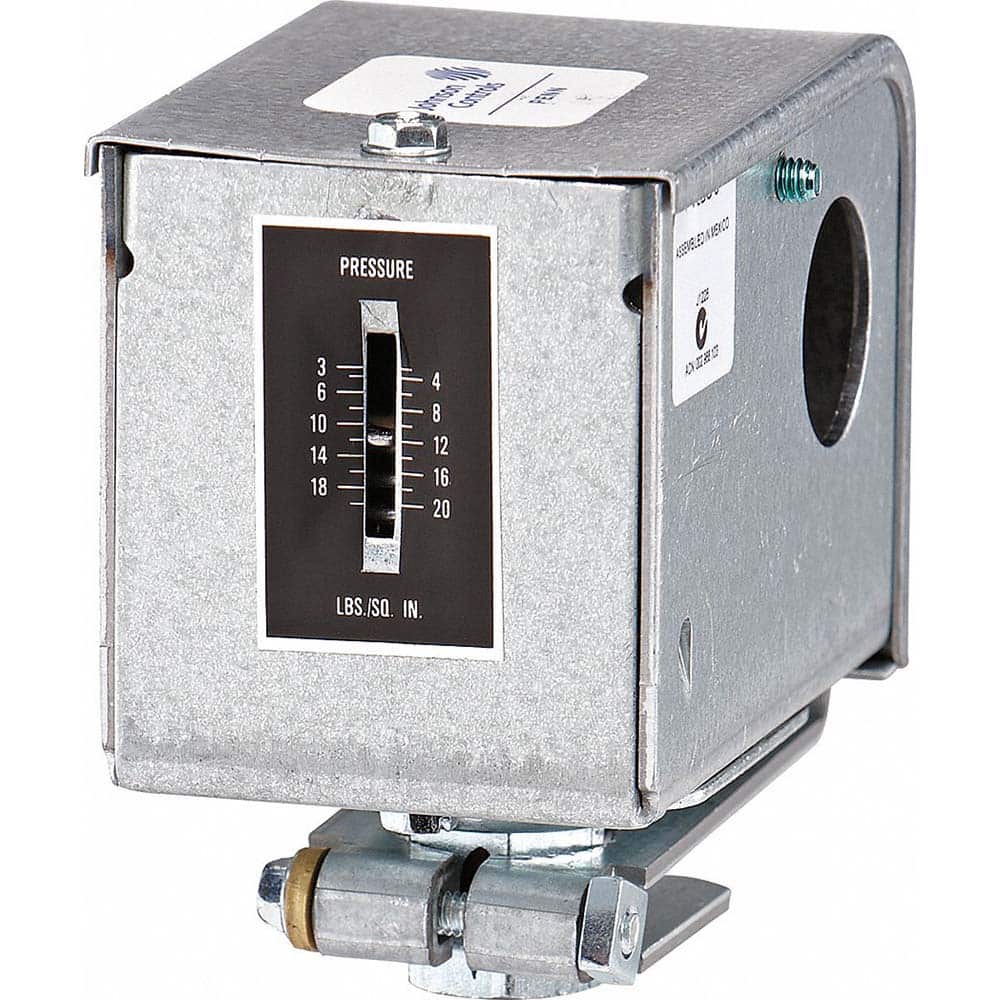 Johnson Controls - Pressure, Vacuum & Compound Switches; Maximum Adjustable Range: 20 psi ; Minimum Adjustable Range: 2 psi ; Type: Low Pressure Control ; Maximum Pressure Setting: 20 psi ; Thread Size: 1/8 ; Thread Type: npsf - Exact Tooling