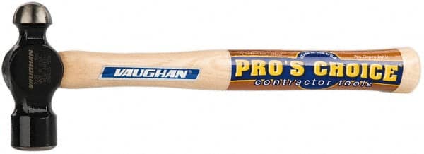 Vaughan Bushnell - 1 Lb Head Ball Pein Hammer - Hickory Handle, 13-3/4" OAL - Exact Tooling