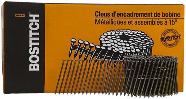 Stanley Bostitch - 0.12" Shank Diam 3" Long Framing Nails for Power Nailers - Steel, Galvanized Finish, Smooth Shank, Coil Collation, Diamond Point - Exact Tooling