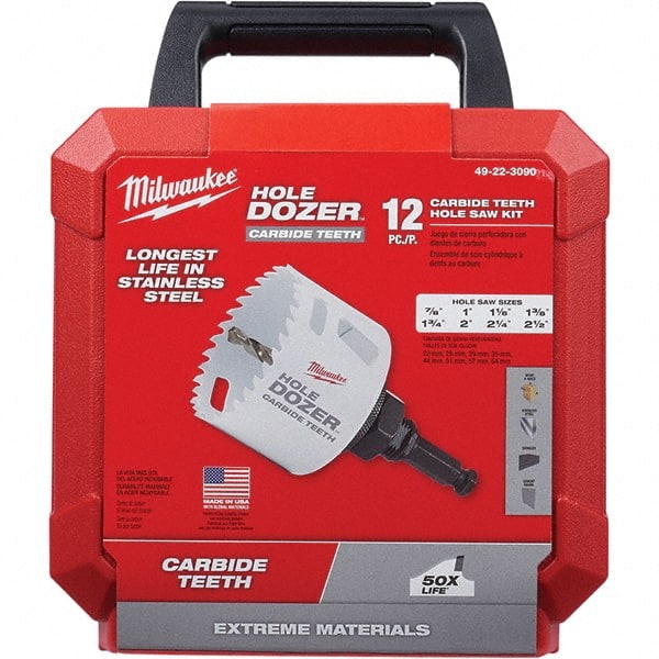 Milwaukee Tool - Hole Saw Kits Minimum Saw Diameter (Inch): 7/8 Maximum Saw Diameter (Inch): 2-1/2 - Exact Tooling
