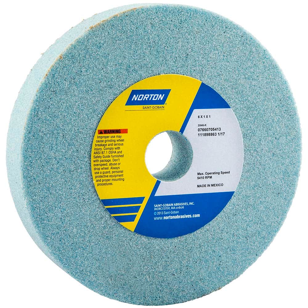 Norton - Bench & Pedestal Grinding Wheels Wheel Diameter (Inch): 6 Hole Size (Inch): 1 - Exact Tooling