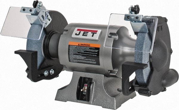 Jet - 8" Wheel Diam x 1" Wheel Width, 1 hp Grinder - 5/8" Arbor Hole Diam, 1 Phase, 3,450 Max RPM, 115 Volts - Exact Tooling