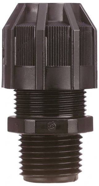 Thomas & Betts - 1/2 to 3/4" Cable Capacity, Liquidtight, Straight Strain Relief Cord Grip - 3/4 NPT Thread, 2-3/16" Long, Nylon - Exact Tooling