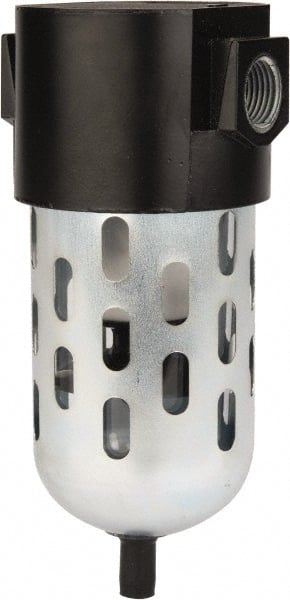 Wilkerson - 1/2" Port, 3.3" Wide, FRL Filter with Polycarbonate Bowl & Manual Drain - 150 Max psi, 125°F Max, 3.2 oz Bowl Capacity - Exact Tooling
