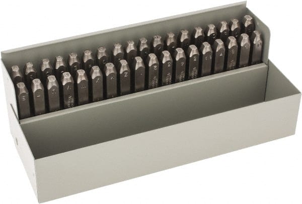 C.H. Hanson - 36 Piece, 1/8" Character Steel Stamp Set - Letters & Figures, Low Stress Round Face Dot - Exact Tooling