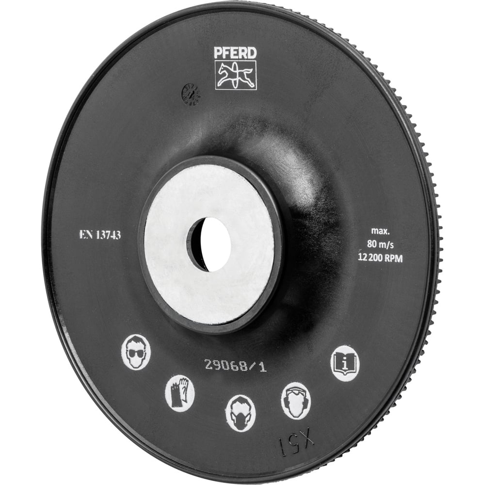 PFERD - Disc Backing Pads; Backing Pad Type: Disc Backing Pad ; Pad Diameter (Inch): 5 ; Maximum RPM: 12200.000 ; Thread Size: 5/8-11 ; Density: Hard - Exact Tooling